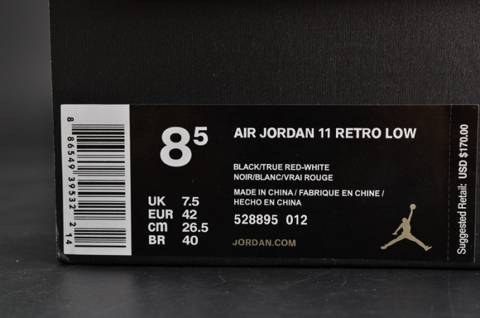 AIR JORDAN 11 RETRO LOF "BRED" BLACK/ RED mens 528895-012