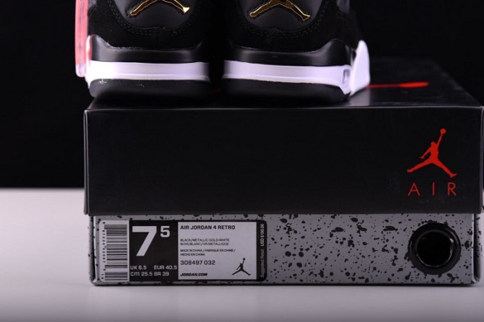 Air Jordan 4 “Royalty” Black/Metallic Gold-White mens 308497-032